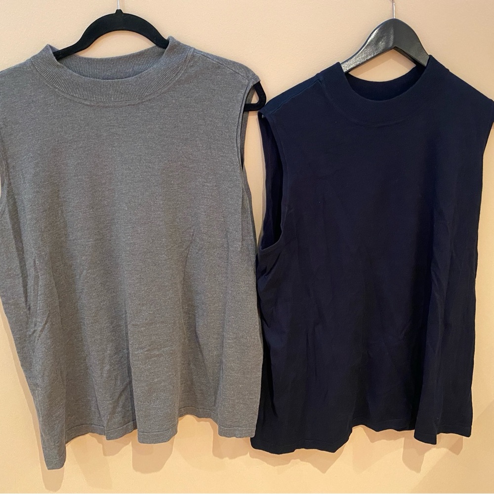 Sleeveless Gray and Navy Women's Tops (two tops)